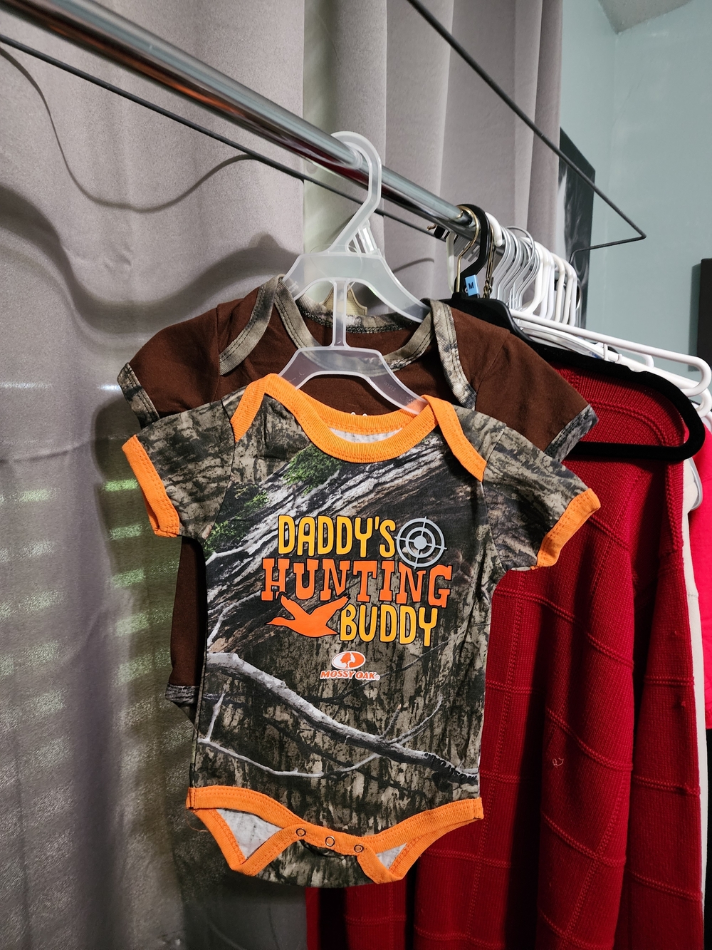 Mossy Oak Camouflage Baby Bodysuit with Orange Trim